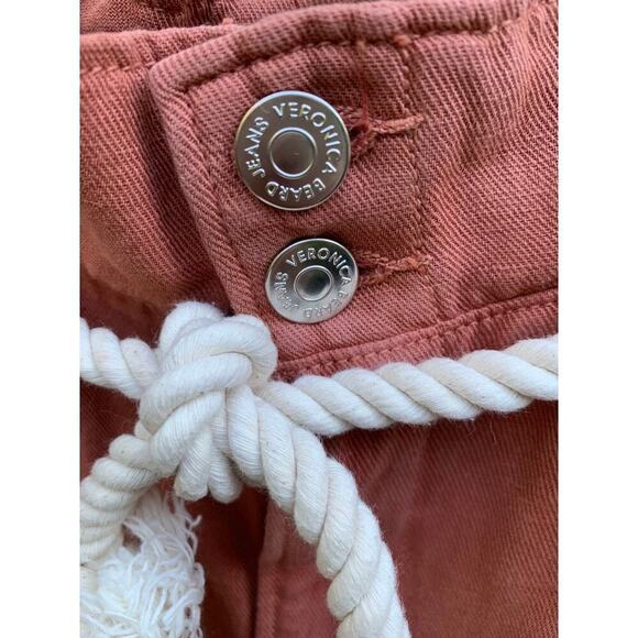 NWOT Veronica Beard Karter Linen Blend Paperbag Waist Pants Moca Brick Size 4 - Picture 6 of 9